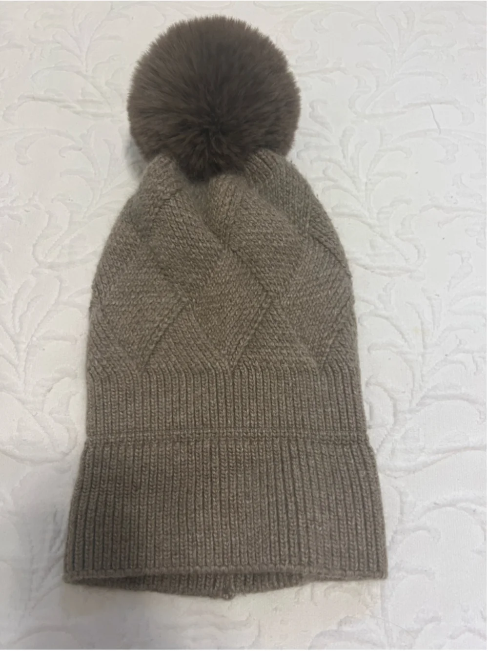 Women's Norla Brown Knit Pom Pom Beanie Hat One Size